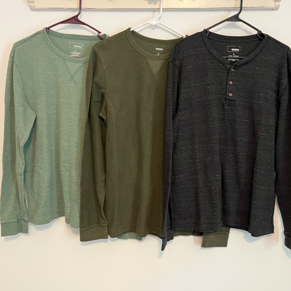 Sonoma lot of 3 men’s waffle knit long sleeves size large